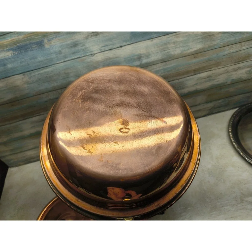 VINTAGE 5 PIECE COPPER‎ & BRASS CHAFING POT, S&S Co  sternau & Co new york